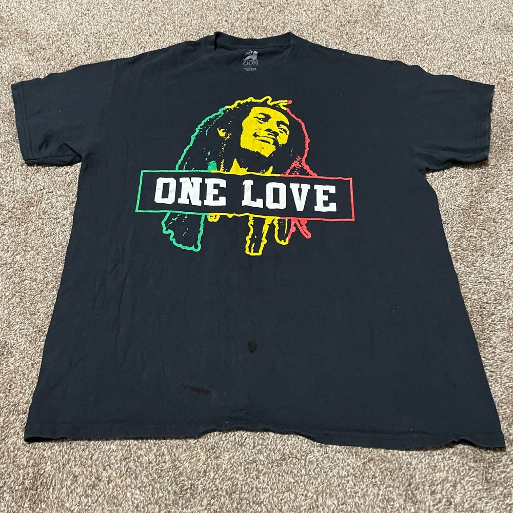 Zion Rootswear Bob Marley One Love Graphic T-Shirt Black Mens Large